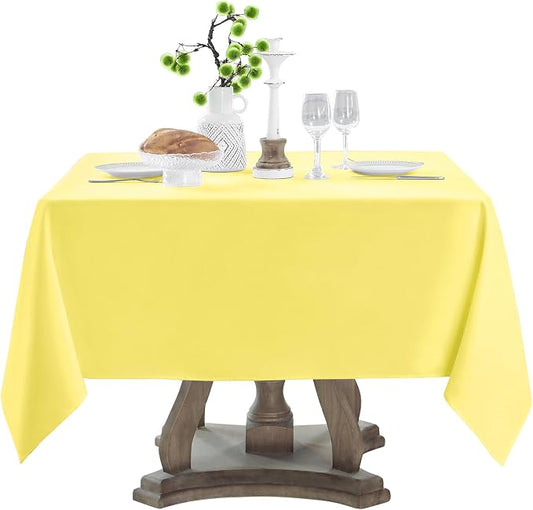 1 Pack Yellow Square Tablecloths 52x52 Inch for Dining Tables | Washable Decorative Linen Polyester Table Cover for Banquets Buffets Parties and Weddings by AOCOZHomeLifeMuseum