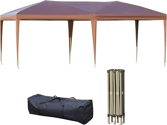 Outsunny 10' x 20' Pop Up Canopy Tent, Upgraded Heavy Duty Tents for Parties, Outdoor Instant Gazebo Sun Shade Shelter with Carry Bag, for Catering, Events, Wedding, Backyard BBQ, Coffee