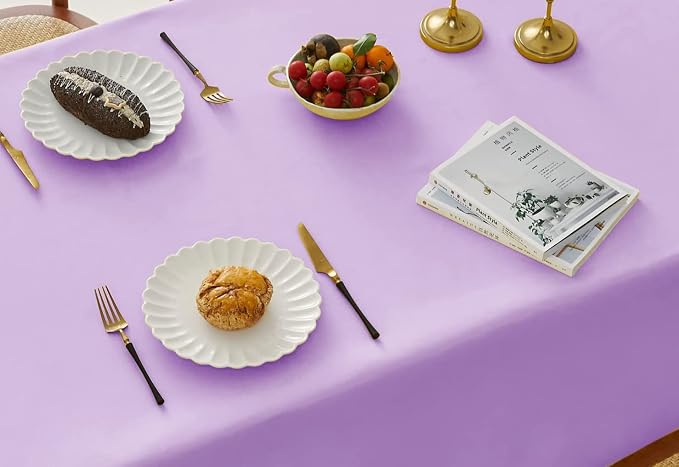 MDS Pack of 10 Rectangle Tablecloth 70 x 120 Inch Polyester Wrinkle Resistant Washable Polyester Table Cloth for Kitchen Dining Buffet Parties, Picnic, Events, Weddings and Restaurants - Lavender - Image 4