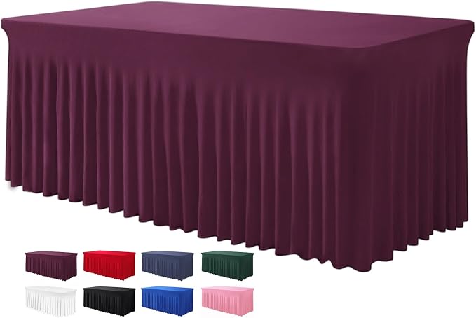 BDDC One-Piece Spandex Table Cloth Skirt for 8FT Rectangle Tables by BDDC