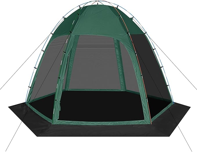 Screen Tent with Removable Floor, Siebwin 11.8FT x11.8FT Six-Sided Gazebos with Mosquito Netting Sunproof Outdoor Canopy Tent for 6-8 People Family Backyard Party Outside Activities, Green
