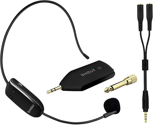 Generic Wireless Microphone Headset, 160ft Range,UHF Wireless Mic Headset and Handheld 2 in 1,Rechargeable, for Voice Amplifier,phone,PA System,Video Recording and Any AUX Audio Devices, Black