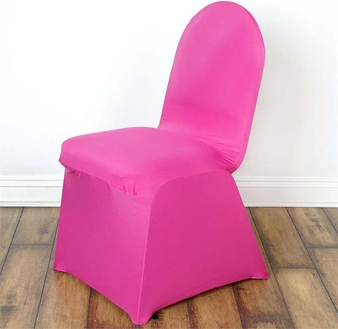 Efavormart Spandex Stretch Fushia Chair Covers 100 PCS Universal Banquet Chair Covers for Party Dining with Foot Pockets Washable Wedding Chair Slip Covers for Outdoor - Image 2