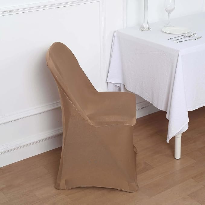 Tableclothsfactory Stretchy Spandex Fitted Folding Chair Cover Dinning Event Slipcover for Wedding Party Banquet Catering - Taupe - Image 7