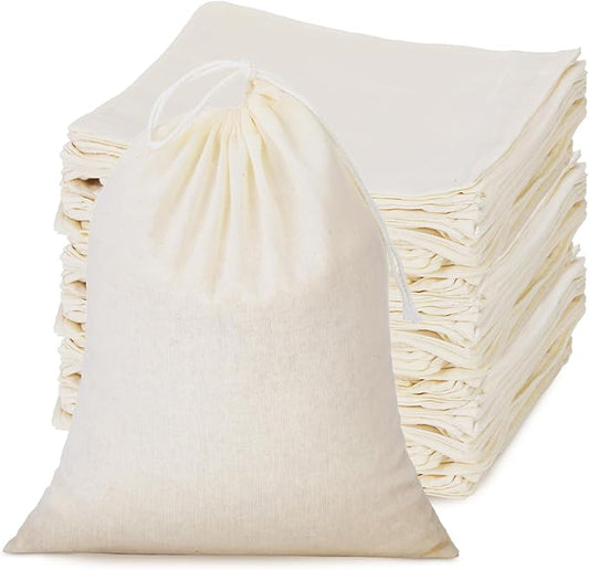 Tatuo 50 Pcs Muslin Bags 4 X 6 Inches, Cotton Drawstring Pouches Party | Natural Cotton Cloth Small Pouches, Reusable Linen Sachet for Gift Favor, Wedding Party Supplies, Craft Home Storage by Tatuo