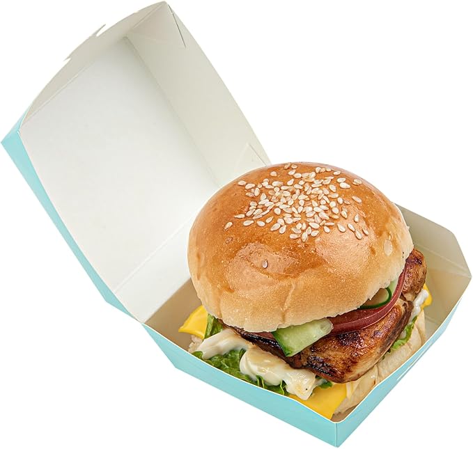 Restaurantware Turquoise Paper Mini Burger Box, 2.8 x 2 In, 100 Pack - Image 9