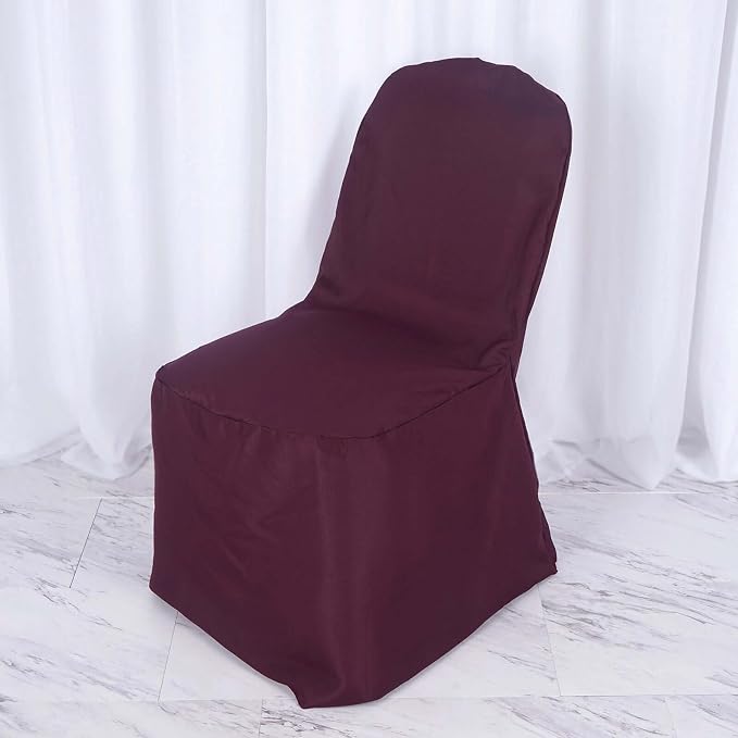 Efavormart 20PCS Round Top Burgundy Polyester Banquet Chair Covers Linen Dinning Chair slipcover for Wedding Party Event Catering - Image 2