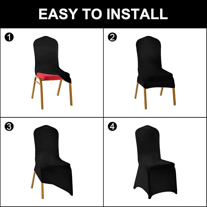 SuperO Waterproof Spandex Chair Cover 25PCS, Stretch Dining Chair Covers, Polyester Outdoor Chair Covers, Protector Stretch Chair Cover for Party Universal, Banquet, Wedding Event, Hotel(Champagne) - Image 4