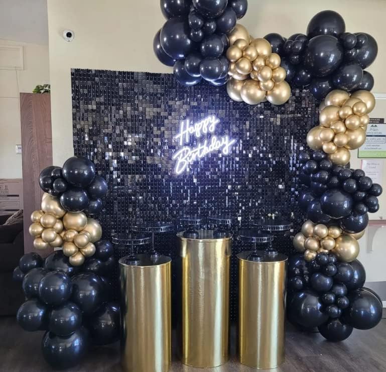 Shimmer Wall Backdrop - 24pcs Decorations Panel | Wedding, Birthday, Anniversary, Engagement & Bridal Shower Party Decor Panel (Black) by Shimmerhoo
