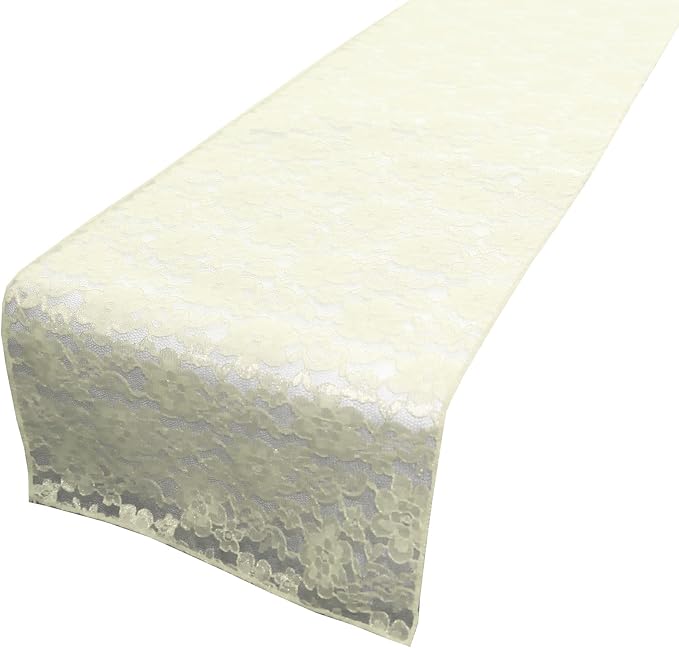 Zen Creative Designs 10 Pack Floral Lace Table Runner Sheer Lace Event Party Wedding Table Decor (12" by 120", Ivory) by ZenCreativeDesigns