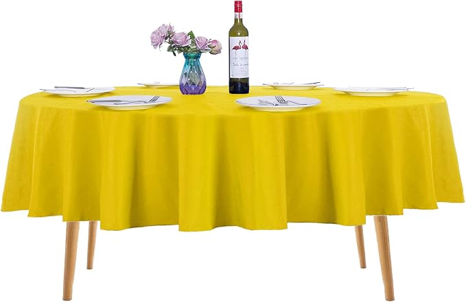 Ascoza 2pack 70 Inch Yellow Round Tablecloth in Washable Polyester Fabric for Wedding/Banquet/Restaurant/Parties… by Ascoza