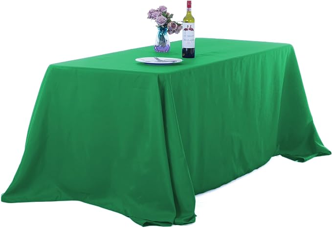 Ascoza 2pack 90x132 Inch Emerald Rectangular Tablecloth 8 Feet Table Cloth in Polyester Fabric for Wedding/Banquet/Restaurant/Parties by Ascoza