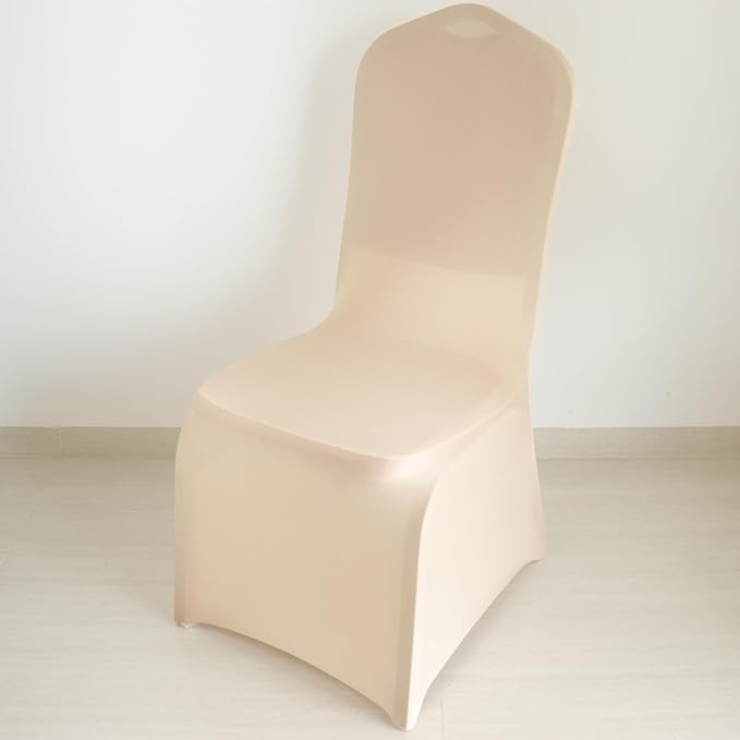 30 80 100Pieces White Wedding Chair Covers Stretch Polyester Spandex for Wedding Party Banquet Seat Covers (Apricot, 10PCS) by Unknown