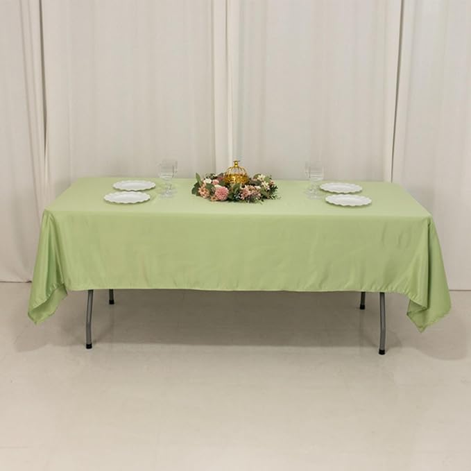Efavormart Sage Green Seamless Lamour Satin Rectangle Tablecloth - 60"x102"