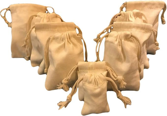 Custombagsupplies Cotton Canvas Double Drawstring Muslin Bags, Natural Color,10x12 In, 25pcs by CustomBagSupplies