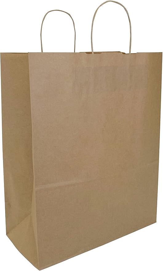 JET PAPER BAGS - 300Pack Kraft Paper Bags with Handles Bulk, 12.5x6.5x15.5 Inch Brown Paper Bags, Kraft Shopping for Small Business Merchandise,Wedding Party Favor - Image 9