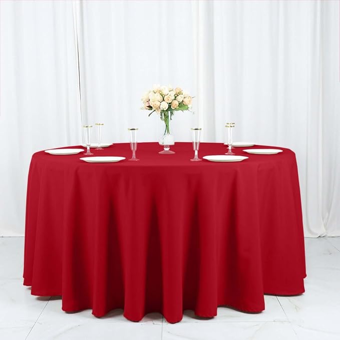 Tableclothsfactory 5PCS | 120" Wholesale Round Tablecloth Polyester Round Table Linens for Wedding Party Banquet Restaurant - Wine for Party & Decorations by TABLECLOTHSFACTORY