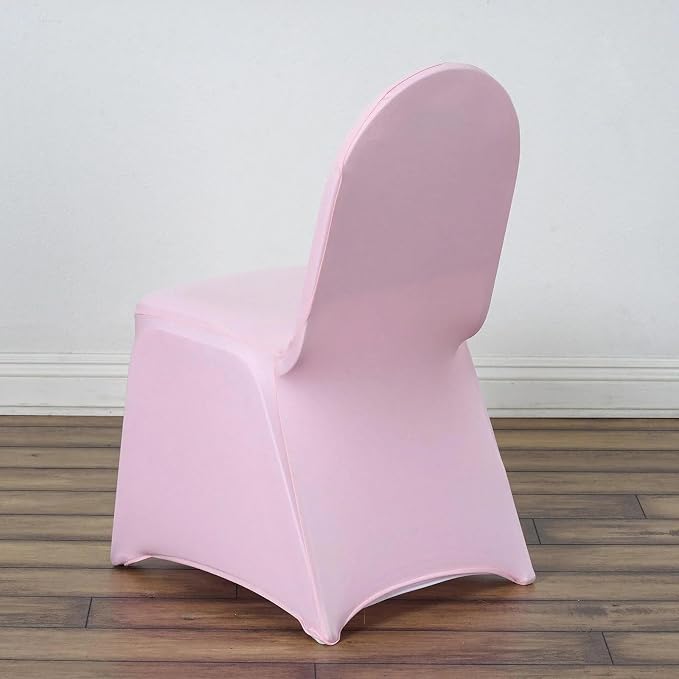 Efavormart 10 PCS Spandex Stretch Pink Chair Covers Universal Banquet Chair Covers for Party Dining with Foot Pockets Washable Wedding Chair Slip Covers for Outdoor - Image 3