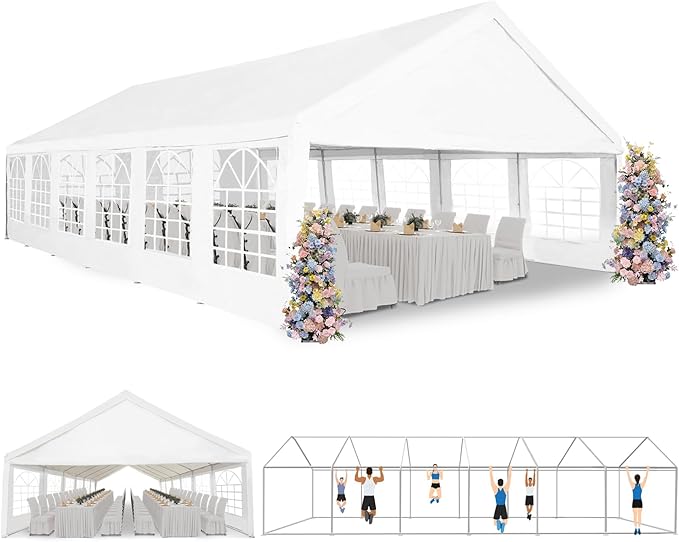 Party Tent 20X40ft Heavy Duty Large Outdoor Canopy White Event Shelter Gazebo Carport for Parties Wedding