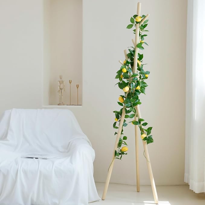 Dallisten 3 Strands Lemon Artificial Vines, 71" Lemon Silk Vine Garland with Green Leaves, Fake Hanging Plants Greenery Decor for Home, Bedroom, Wall, Party, Wedding Decoration - Image 6