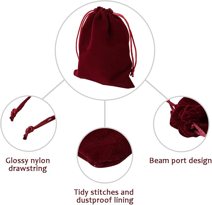 TOPTIE 50Pcs Custom Velvet Gift Bags 6x8 Inch with Your Logo Printed | Small drawstring jewelry pouches, personalized items for wedding, party, event & gift wrap, dices collection - Image 6
