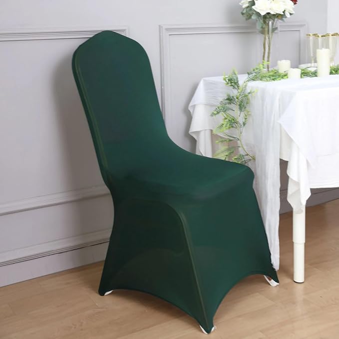 Efavormart 10 Pack Hunter Emerald Green Spandex Fitted Banquet Chair Covers, Reusable Stretched Slip On Chair Covers - Image 8