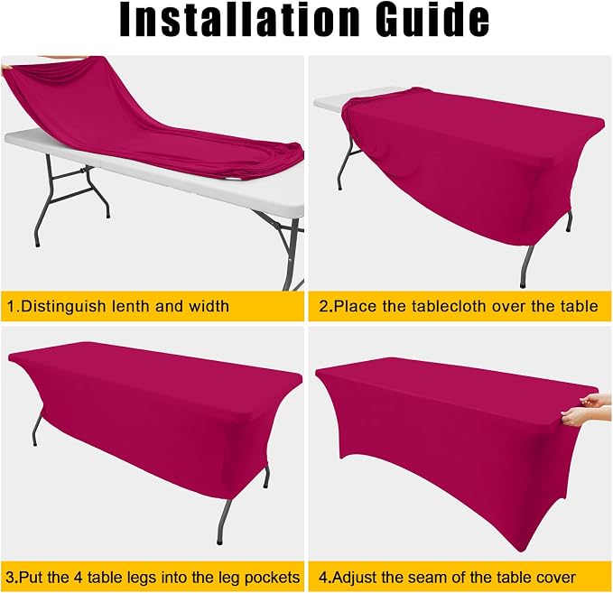 Smiry 2 Pack Spandex Table Cloth 4FT, Elastic Fitted Fuchsia Tablecloth - Image 5