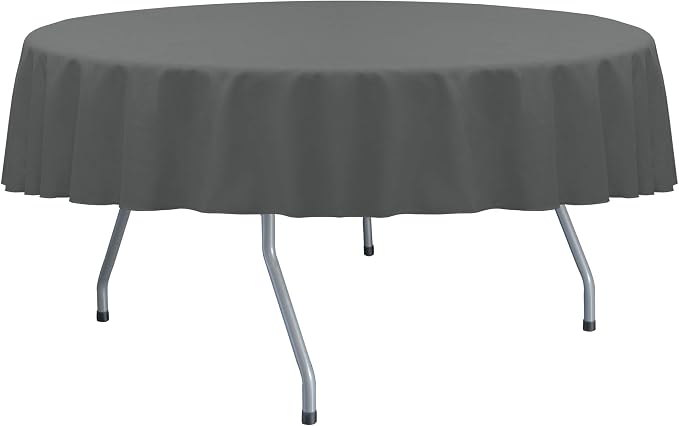 Ultimate Textile 72-Inch Round Cotton-Feel Tablecloth, Charcoal, 2 Pack by UltimateTextile