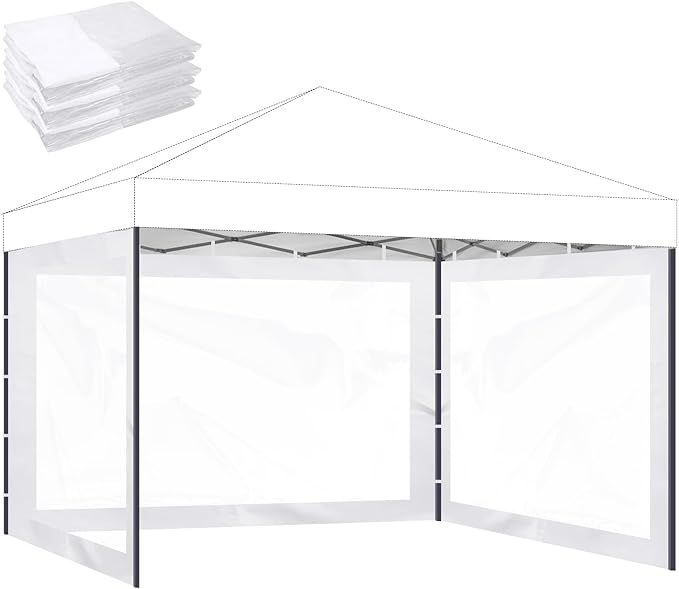 Instant Canopy Sidewalls for 10x10 Pop Up Canopy Tent, 300D Waterproof Material for Outdoor Events, Vendor Booths, and Privacy (Sidewalls Only, Canopy Not Included) (3 Pack, 10x10ft-clear Window)