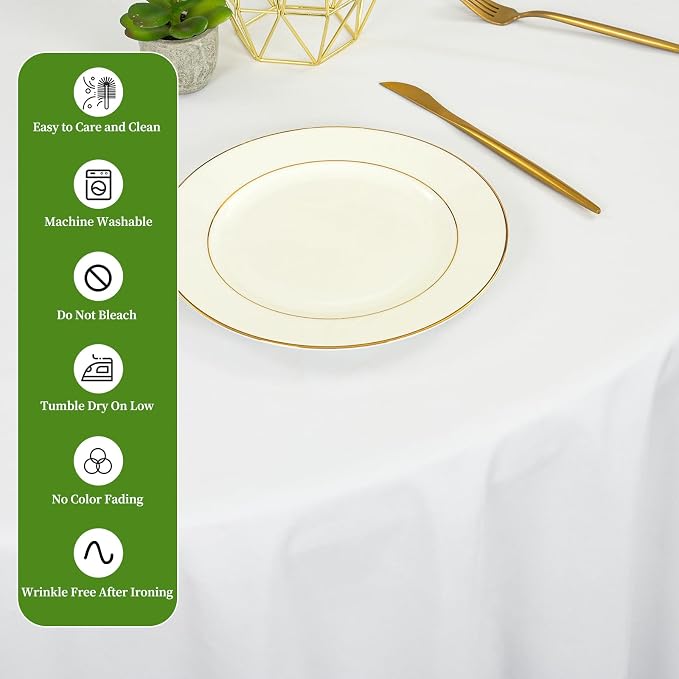 12 Pack Round Tablecloth 90 inch White Table cloths for Round Tables,Stain and Wrinkle Resistant Washable Polyester Tablecloths White Table Cloth 90 inch Round Table Cloth for Wedding Party Birthday - Image 7