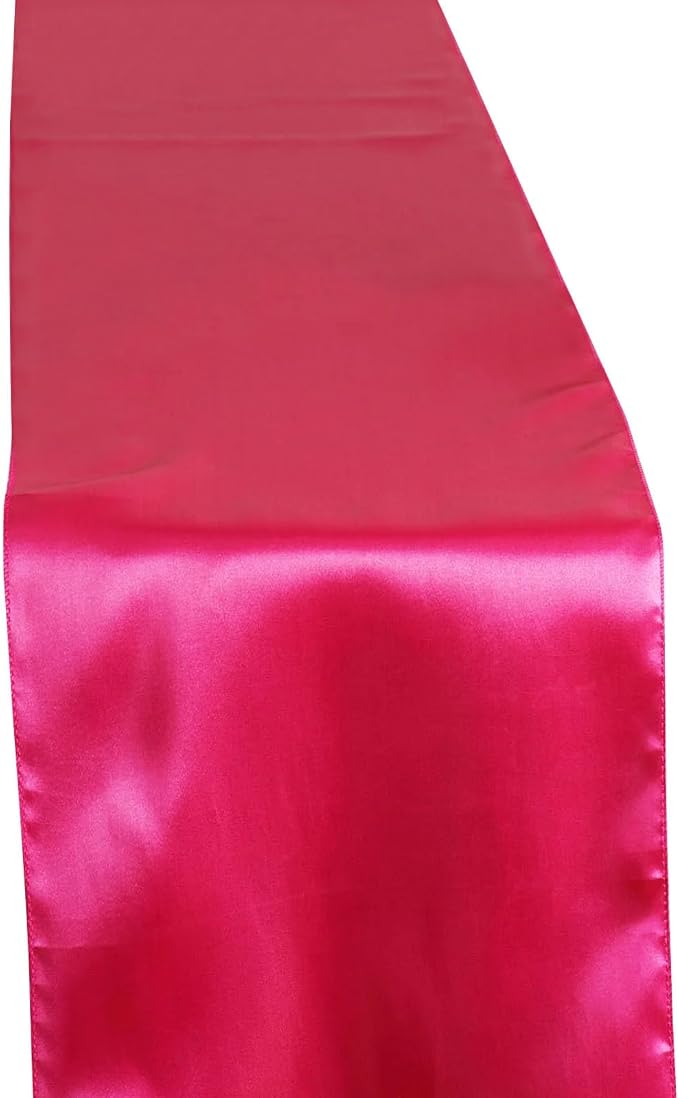 Balsa Circle 5 pcs 12 x 108 inch Fuchsia Satin Table Runners Wedding Table Top Party Supplies Reception Linens Decorations by BalsaCircle