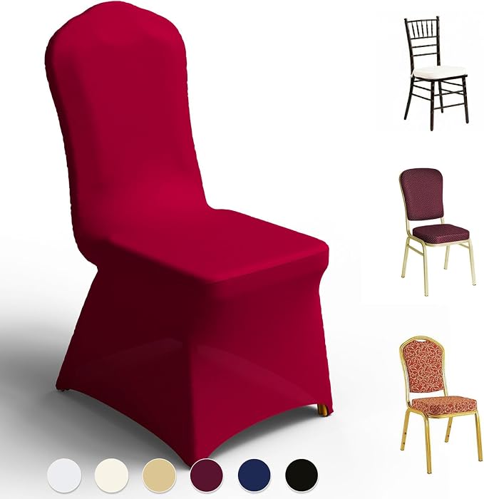 Trlyc Spandex Banquet Chair Covers 100 Pcs Burgundy for Wedding - Image 7
