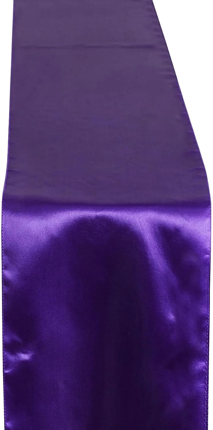 Balsa Circle 8 pcs 12 x 108 inch Purple Satin Table Runners Wedding Table Top Party Supplies Reception Linens Decorations by BalsaCircle