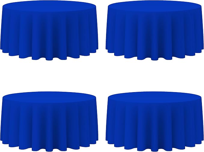 BRILLMAX 4 Pack Royal Blue Round Tablecloths 132 Inch for 72" Tables | 150 GSM Polyester Fabric, Floor Length Drop, Water, Stain & Wrinkle Resistant Cloth Cover for Wedding Reception Banquet Party by BRILLMAX