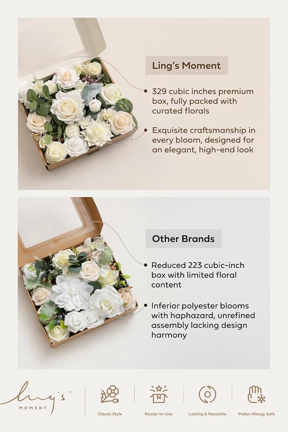 Ling's moment Fake Flowers Box, Dusty Rose & Orange Grand Combo | Faux Artificial Greenery Stems, Foam Roses, Silk Eucalyptus, For Centerpieces Bouquet Wedding Vase Floral Decorations - Image 5