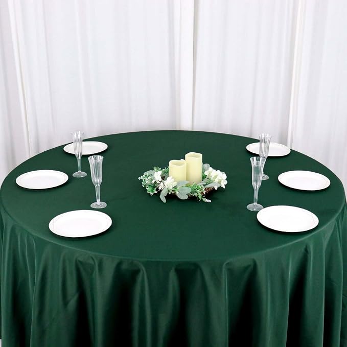 Balsa Circle 6 pcs 120 inch Hunter Green Round Tablecloths Polyester Fabric Table Cover Linens for Wedding Party Reception Banquet Events Kitchen Dining - Image 6