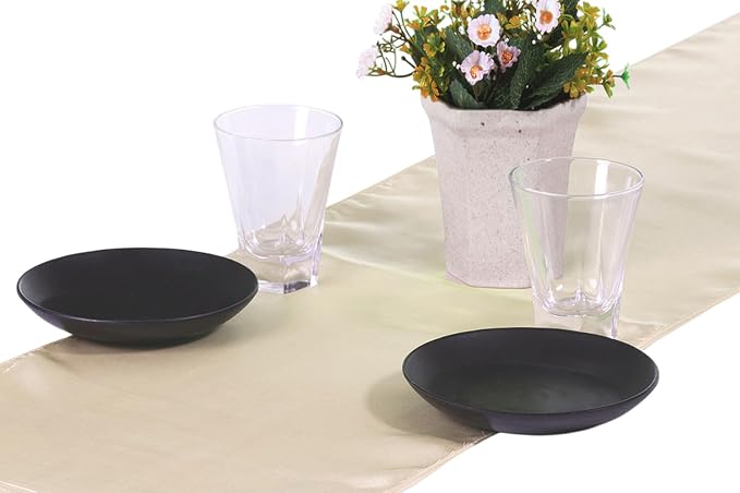 VDS Pack of 15 Satin Table Runners Charmeuse Sateen Silk Centerpiece Cloth Linen for Wedding Birthday Graduation Engagement Ceremony Event Party Banquet Table Decoration (12x108 inch)(Cream) - Image 4