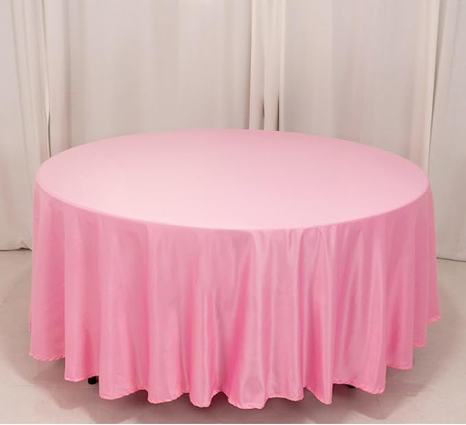 Efavormart Pink Seamless Lamour Satin Round Tablecloth - 108"