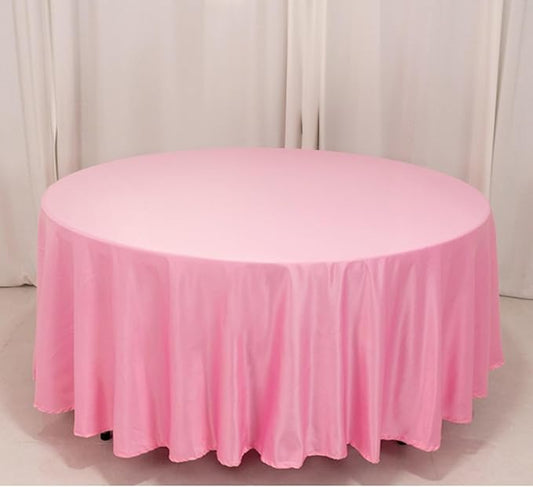 Efavormart Pink Seamless Lamour Satin Round Tablecloth - 108"