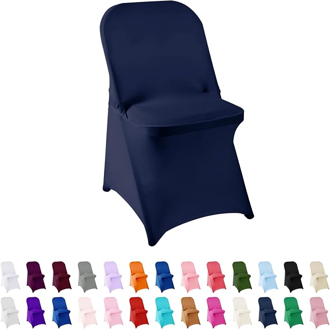 Spandex Chair Cover,25PCS,Living Room Folding Chair Covers,Removable Chair Covers Washable Protector Stretch Chair Cover for Party, Banquet,Wedding Event,Hotel(Navy) by AlGaiety