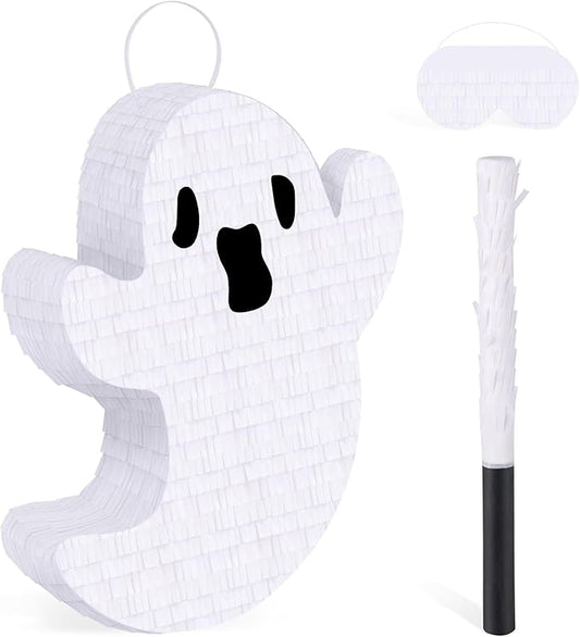 Ghost Pinata Halloween Pinata with Stick and Blindfold Holidays Decorations for Halloween Party Supplies Kids Birthday Game Parties Ghost Themed Decor