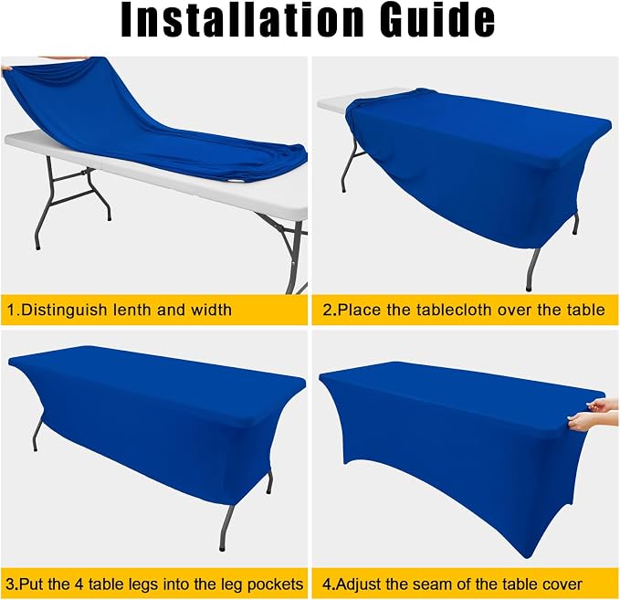 Smiry 2 Pack Spandex Table Cloth 6FT, Elastic Fitted Blue Tablecloth - Image 5