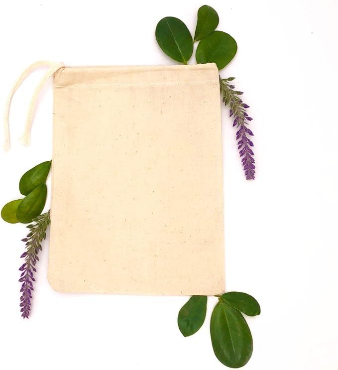 (3x4 inches) Natural Cotton Reusable Produce Muslin Bags – Multipurpose Drawstring Storage Pouch for Everyday Use (Pack Of 50) by Unknown
