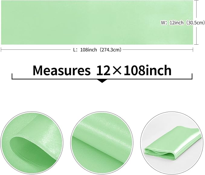 4-Pack Mint Green Satin Table Runner 12 x 108 Inch Long Fuchsia Bright and Smooth Silk Fabric Table Runner for Wedding Banquet Birthday Party Decoration - Image 3