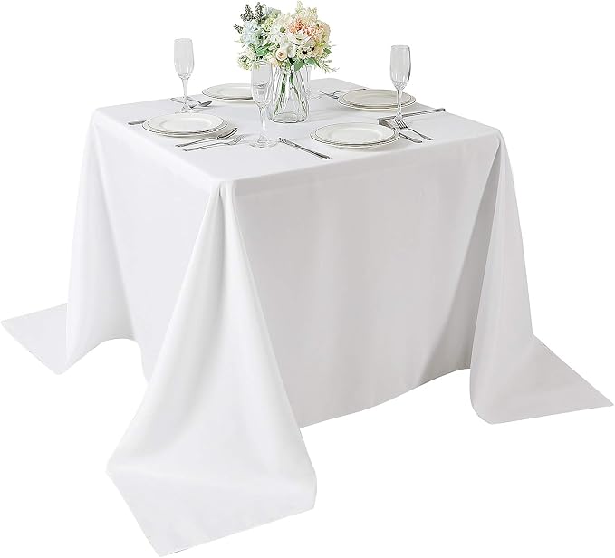 Cupuamon Square Tablecloth 90x90 inch Washable Polyester Fabric Table Cloth for Wedding Party Dining Banquet Decoration（90x90,White） by Cupuamon