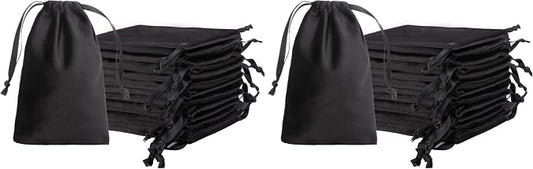 QIANF 12pcs Black Velvet Drawstring Bags 4x6 inches Glossy Velvet Cloth Gift Bags Small Jewelry Pouches for Storage Wedding Party Favor Christmas (Pack of 2) by QIANF
