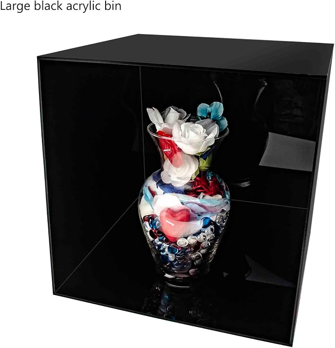 14 Inch Acrylic Display Riser Box Black Square Retail Product Riser One Open Side No Lid Merchandise Storage Box Flippable Cubby for Expos and Tradeshows by Marketing Holders - Image 3