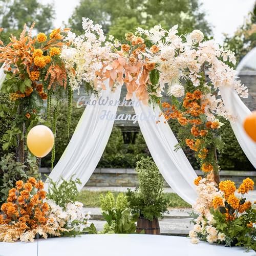 Wedding Arch Draping Fabric 4 Panels White Sheer Backdrop Drapes - Image 2