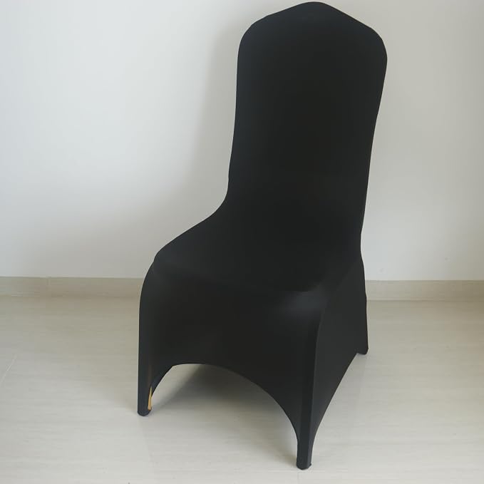 30 80 100Pieces White Wedding Chair Covers Stretch Polyester Spandex for Wedding Party Banquet Seat Covers (Black Arch, 80PCS) by Unknown