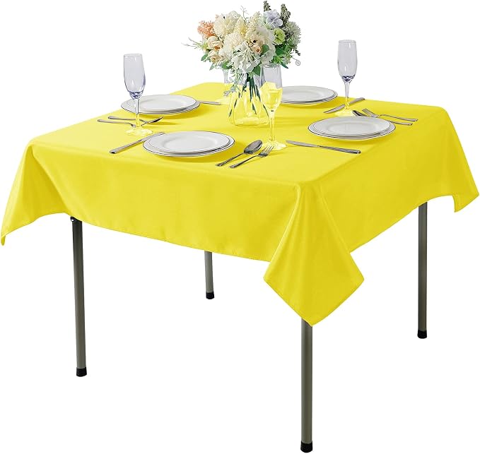 Cupuamon Square Tablecloth 70x70 inch Washable Polyester Fabric Table Cloth for Wedding Party Dining Banquet Decoration（70x70,Yellow） by Cupuamon